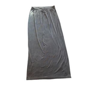 Citi Knit Grey/Silver Stretchy Maxi Skirt Metallic Accents Elastic Waist Maxi